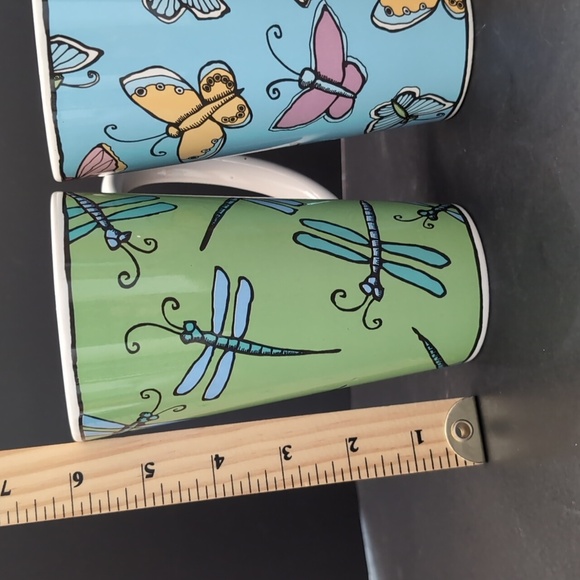 Bugz By Ursula Dodge Set If 2 Tall Ceramic Butterfly/ Dragonfly Mugs. - Picture 9 of 9